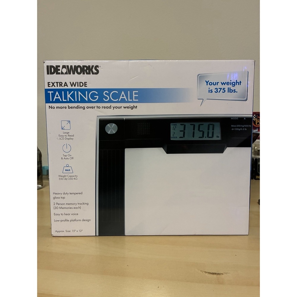Ideaworks 15 Wide Talking Scale LCD Display 375lbs Capacity NIB New